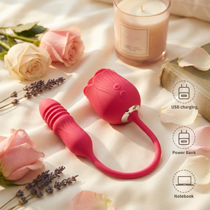 Vibrador de Rosa Telescópico con Succión y Vibración, Recargable por USB, 10 Frecuencias, 100% Impermeable, Juguetes Sexuales - Product Image 2