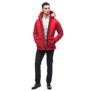 <b>Red</b> Color Men Autumn Windbreaker 2026 New Outdoor Warm <b>Waterproof</b> Canvas Stand Collar Casual <b>Jacket</b> - Product Image 1