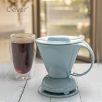 Clever Dripper Boutique, cafetière à filtre réutilisable en plastique Eastman Tritan bleu clair, forme trapèze, écologique, pour la restauration