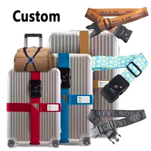 2024 Custom Logo Adjustable Travel Tsa Backpack Luggage Belt Sublimation Luggage Straps For Supplier
