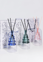 200ML clair bouteille bâton huile emballage boîte bouteille luxe verre parfum ensemble paquet et diffuseur de parfum roseau