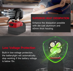 Lot de 2 lampes de travail LED 6000LM pour batterie <span class=keywords><strong>Milwaukee</strong></span> 18V M18, <span class=keywords><strong>lampe</strong></span> réglable à 120°, solutions d'éclairage pour atelier et garage, 6500K - Product Image 5