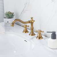 Robinet vintage français tout cuivre split type bassin meuble de salle de bain, style européen double poignée lumière bassin robinet