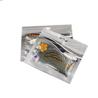 Sac d'emballage en plastique transparent à toucher doux pour leurres de pêche, avec fenêtre et trou de suspension, personnalisable en usine OEM pour matériel de pêche et appâts.