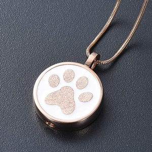 Collar de Acero Inoxidable con Forma de Hueso Abierto, Colgante Redondo Liso de Alta Calidad, Colgante de Oro de Urna para Mascotas - Product Image 5