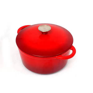 Chine gros forme ronde émail revêtement antiadhésif cuisine batterie de cuisine casserole <span class=keywords><strong>en</strong></span> <span class=keywords><strong>fonte</strong></span> avec bouton <span class=keywords><strong>en</strong></span> acier inoxydable SS304 - Product Image 2