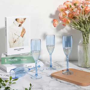 Bulk Blue Plastic <b>Champagne</b> Flutes Shatterproof Wine Glasses Unbreakable Acrylic Flutes for Wedding Party Mimosa Bar Supply - Product Image 5