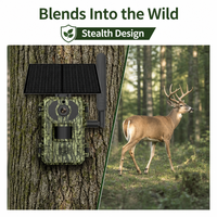 Caméra de chasse solaire camouflage 4G avec détection de mouvement PIR, vision nocturne, étanche