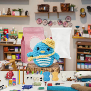 Kit de Manualidades de Pingüino Azul para Niños, Peluche Suave para Tejer a Crochet, Juguete Educativo de Costura para Niños y Niñas de 7 a 12 Años, Principiantes - Product Image 4