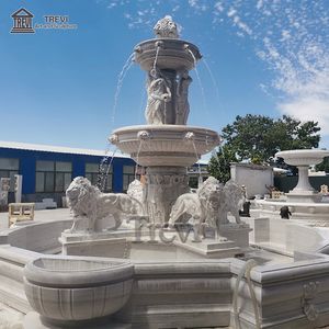 ราคาถูกสวนที่ทันสมัยสีขาวแกรนด์หินอ่อนผนังน้ำโบราณสิงโตรูปปั้นสวนน้ำพุ - Product Image 2
