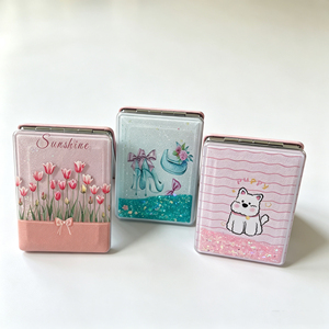 Specchio da Trucco Mini Portatile a Doppia Faccia con Borsa per il Trasporto, Colori Nero, Bianco e Rosa, per Viaggi, Personalizzabile con Logo - Product Image 4