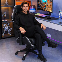 Chaise de jeu ergonomique avec repose-pieds rétractable et dossier inclinable en cuir PU pour joueurs