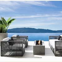 Table rectangulaire de foyer en béton de taille personnalisée pour l'extérieur vente à chaud d'usine OEM ODM Chauffe-terrasse pour jardin feu de joie