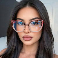 Lunettes QUEJOEY anti-lumière bleue œil-de-chat à imprimé léopard color-block, polyvalentes, nouvelles lunettes de soleil élégantes pour femmes