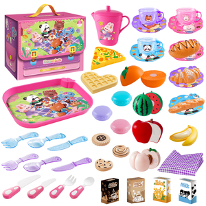 Juego <span class=keywords><strong>de</strong></span> simulación <span class=keywords><strong>de</strong></span> té <span class=keywords><strong>de</strong></span> la tarde con animales <span class=keywords><strong>de</strong></span> dibujos animados para niños - Cocina <span class=keywords><strong>de</strong></span> simulación para <span class=keywords><strong>niñas</strong></span>, cubiertos, frutas y postres, caja <span class=keywords><strong>de</strong></span> regalo portátil - Product Image 1
