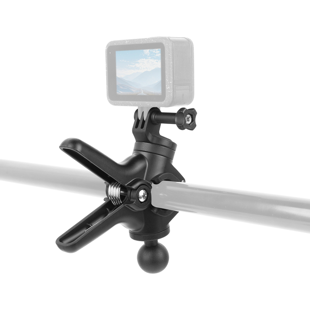 Universal Duckbill Clip Handlebar Mount with GoPro Adapter and 1 Inch Ball Head