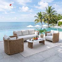 Artie Terrace Möbel Sitz Lounge Outdoor Weiß Rattan Wicker Sofa Luxus Gartenmöbel Outdoor Sofas Patio Möbel Set