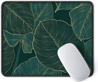 Tapis de souris personnalisé antidérapant en caoutchouc avec motif de feuilles vertes, imperméable, petit, pour le bureau