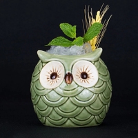 Tasse Tiki en Céramique 3D Osseuse Originale Hibou Nuit pour Cocktails, Vin, Smoothies, Sorbets – 600ml – Maori Beach Bar