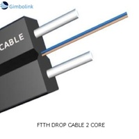 Cable de Fibra Óptica FTTH Gimbo de Grado Telecomunicaciones, 2 Hilos de Acero, LSZH PVC, 1 km de Longitud, Tipo Arco para Interiores, Certificado CE