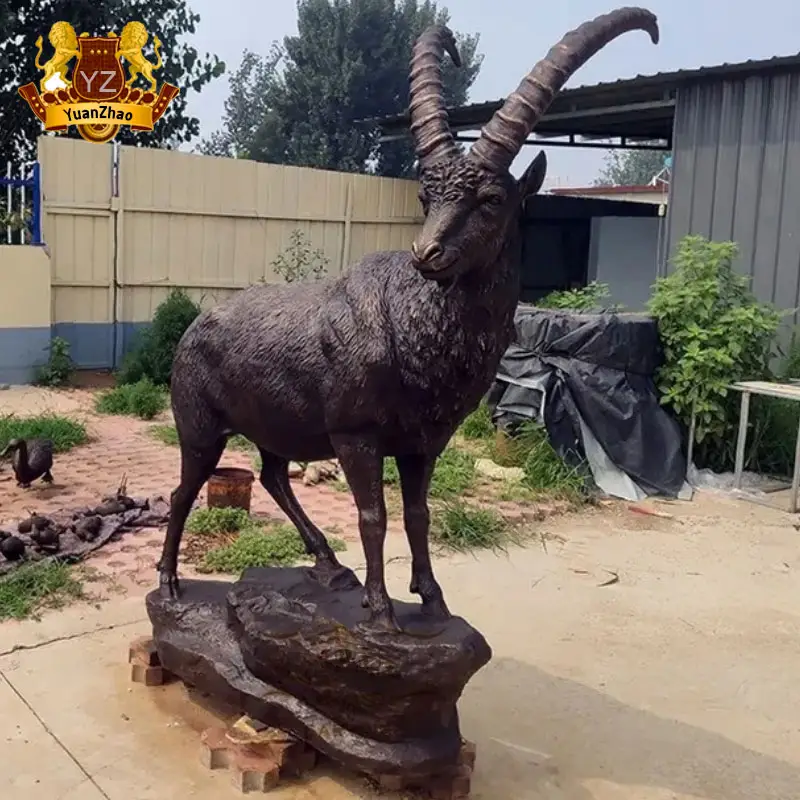 Özel popüler açık hava bahçe dekorasyonu Metal zanaat hayvan heykel yaşam boyutu keçi bronz heykeller
