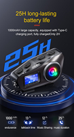 Casque de moto avec interphone Q58 Max pour les motards, système audio pour casque, casque sans fil avec lampe torche LED