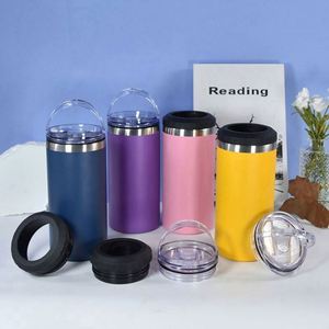 Refroidisseur de canettes de bière personnalisé 4-en-1 de 14 oz, en acier inoxydable à double paroi isolé sous vide, avec revêtement en poudre et ouvre-bouteille - Product Image 4