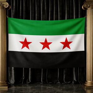 Banderas Personalizadas YF, Bandera de la República de Siria, Bandera Árabe Siria, 3x5 Pies, 100% Poliéster, 100D/300D/600D a Elección, Impermeable, Bandera Siria para Colgar - Product Image 1