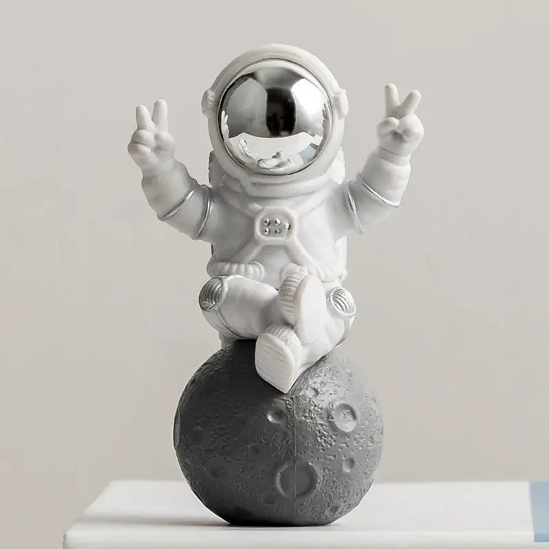 Groothandel Ornament Astronaut Woonkamer Gift Accessoire Tafel Standbeeld Hars Stronaut Figurine Decor Kid Creatieve Wit Boekensteun