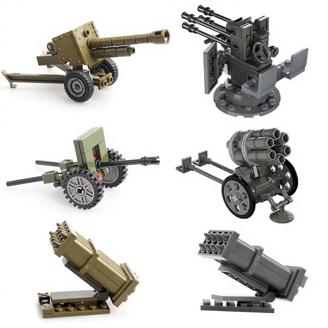 Foreign Trade Assembled Plastic Building Blocks Soldier Third Party Action Figure Accessories Weapons Mortar Rocket Military