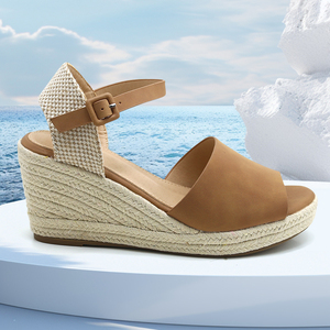 CHICKITA <span class=keywords><strong>Espadrilles</strong></span> à bride à la cheville pour <span class=keywords><strong>femme</strong></span> Sandales à <span class=keywords><strong>bout</strong></span> <span class=keywords><strong>ouvert</strong></span> à talon compensé BRUN - Product Image 3