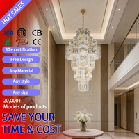 DUOMEIJU Lustre moderne pour escalier, villa, en acier, LED, hauteur réglable, suspension longue, luxe, pour hall, taille moyenne