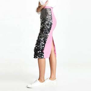 Otoño alta cintura Casual largo A-Line Bodycon falda vestidos de talla grande gris Tie-Dyed Sequin <span class=keywords><strong>Back</strong></span> con cintura natural - Product Image 3