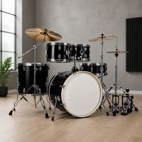 Kit de batterie acoustique professionnel haut de gamme avec caisse en bois, double couche, 5 pièces, 3 cymbales et grosse caisse