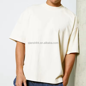 ผู้ผลิตเสื้อยืดดีไซน์เนอร์ทรงหลวมสีขาว เสื้อยืดเปล่าไซส์ใหญ่สำหรับผู้ชาย เสื้อยืดผ้าฝ้ายหนาน้ำหนักมากทรงบ็อกซี่สำหรับผู้ชาย - Product Image 2