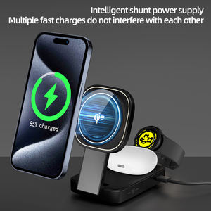 Soporte de cargador inalámbrico magnético plegable 3 en 1 de 15W para <span class=keywords><strong>iPhone</strong></span> y reloj Base de carga multifunción - Product Image 4