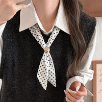 Collier en tissu à pois, design simple et tendance, chaîne en bambou, bijoux décontractés et élégants personnalisés avec perles pour femme