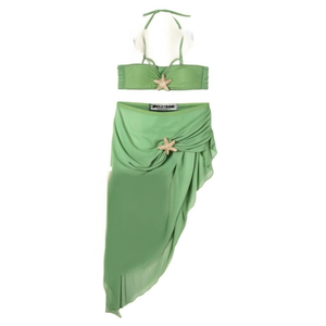 Costume da bagno intero HDJ con controllo pancia, fascia a fascia e gonna drappeggiata, verde tinta unita, taglie 8 10 12 14 16 - Product Image 1