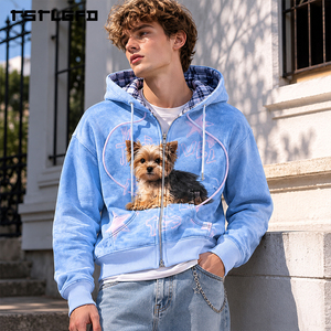 Felpa con Cappuccio Reversibile Personalizzata, Giacca a Doppia Faccia con Stampa Vintage a Quadri, Streetwear <span class=keywords><strong>Y2K</strong></span>, Felpa Pesante con Zip Intera, Vendita all'Ingrosso - Product Image 3