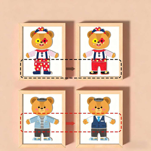 Gioco Educativo per Bambini, Puzzle in Legno con Orsetto che Cambia Vestiti, Giocattolo per Asilo, Puzzle in Legno per Vestire i Personaggi - Product Image 2
