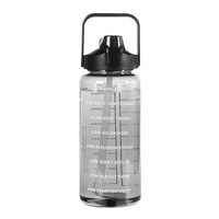 Bouteille d'eau de sport de grande capacité 2L avec paille et marqueur de temps Pichet en plastique étanche sans BPA pour salle de sport, extérieur