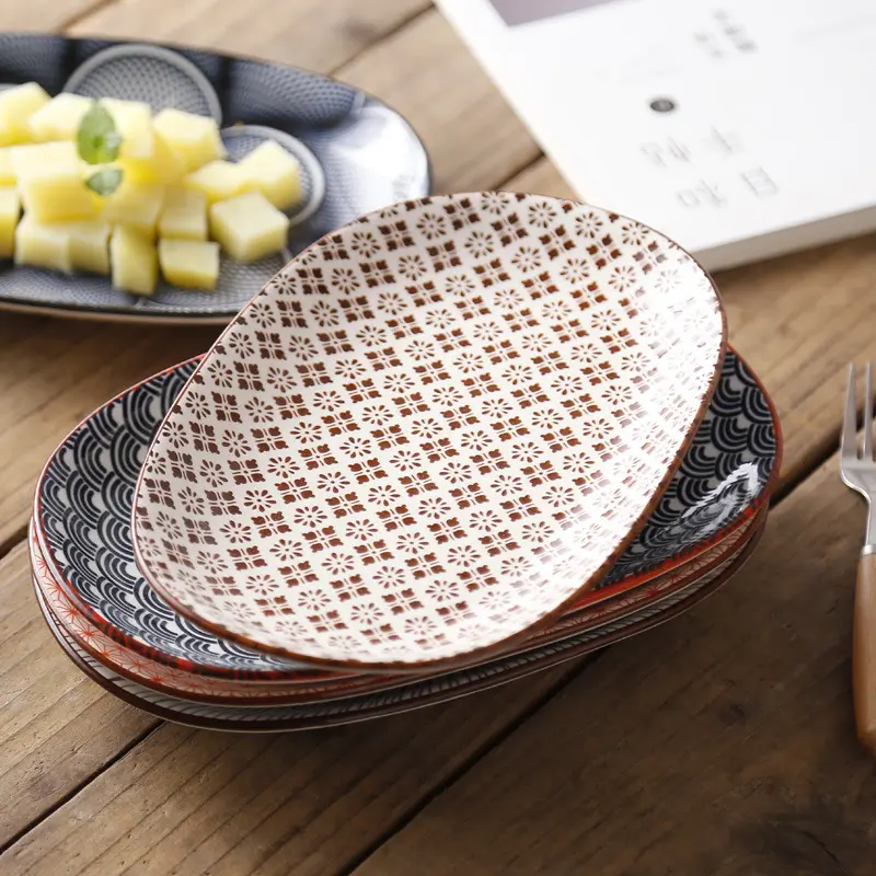 Modern Style Plate Dish For Dinner Oval Shaped 10 Inch Kitchen Tableware