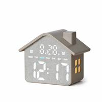Horloge de table numérique LED décorative intelligente en ABS personnalisée, en forme de maison, avec alarme, température et rétroéclairage pour chambre à coucher et bureau