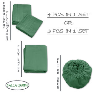 Ensemble de housse de couette pour lit king-size brodée, motif uni, draps avec garnissage en polyester, certifié OEKO-TEX, 1800TC, antistatique - Product Image 5