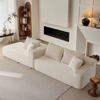 Canapé d'angle modulable en velours côtelé, style crème, minimaliste italien, écologique, amovible et lavable pour salon