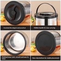 Boîte à lunch commerciale isotherme en acier inoxydable grande capacité, écologique, avec couvercle en plastique, poignée et seau à glace – Portable