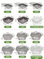 Ensemble de contenants à emporter en plastique PE transparent multi-tailles, utilisation industrielle, OEM personnalisable, boîte alimentaire jetable étanche, restaurant