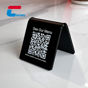Tùy chỉnh màu đen Acrylic NFC đứng đôi bên có thể đọc được NFC <span class=keywords><strong>menu</strong></span> đứng với mã QR - Product Image 4