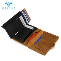 Cartera Minimalista Personalizada de Cuero Crazy Horse con Bloqueo RFID, Porta Tarjetas Metálico Extraíble, para Tarjetas de Crédito y Funda para Airtag