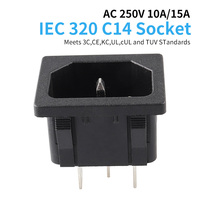 Prise de courant industrielle C14, rallonge à 3 broches, porte-fusible simple, bande de prises électriques, 250V/10A, nylon PA66, circuits intégrés PC, LZ-14-2B, PLCC
